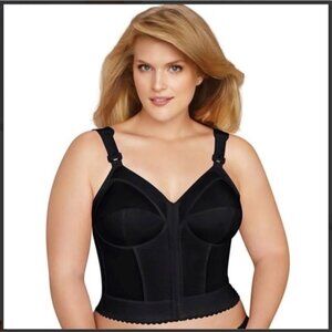 Exquisite Form‎ Fully Longline Bra Women Sz 48DD Black Front Hook Style 7530